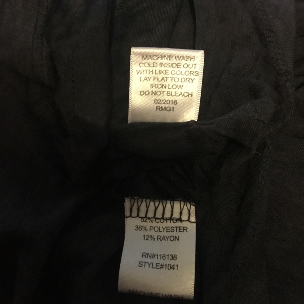 Burnout Knit Black Short Sleeve Tee XL Minimalist Layering Basic Staple Top - Picture 7 of 7